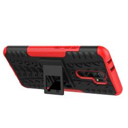 Противоударен хибриден гръб за Xiaomi Redmi 9 - червен - 49125