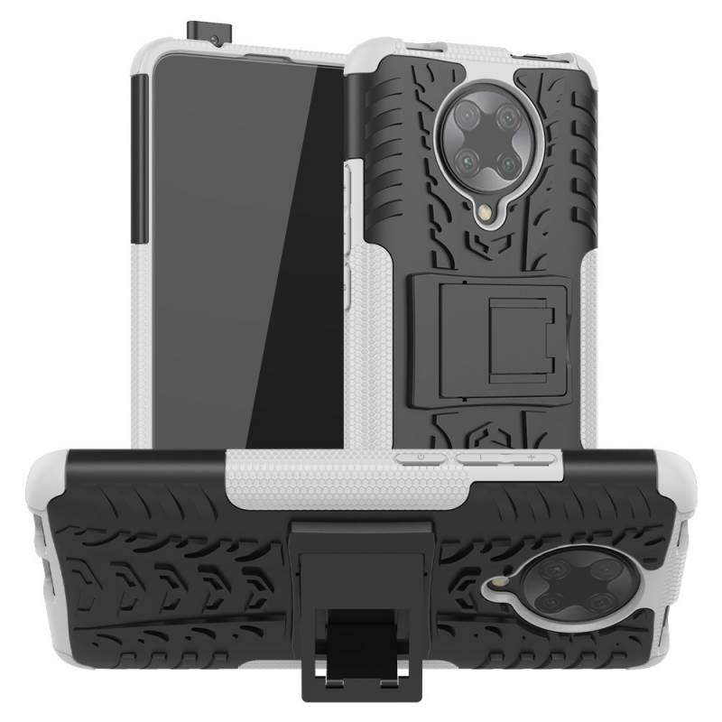 Противоударен хибриден гръб за Xiaomi Poco F2 Pro - бял - 49160