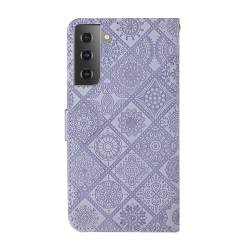 Ethnic Style кожен калъф за Samsung Galaxy S21 - лилав - 50385