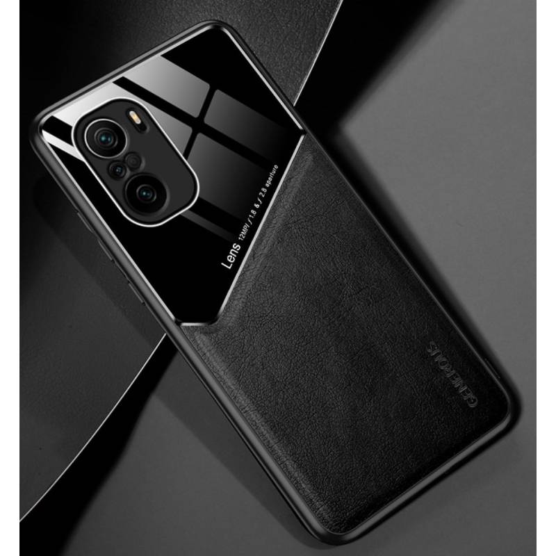Delicate луксозен хибриден кейс с кожа за Xiaomi Poco F3 - черен - 51402