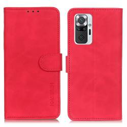 Кожен калъф с магнит за Xiaomi Redmi Note 10 Pro - червен - 51516