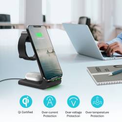 Techsuit - Wireless Charging Station 3 в 1 безжично Qi зарядно 2.4A 10W - 70890