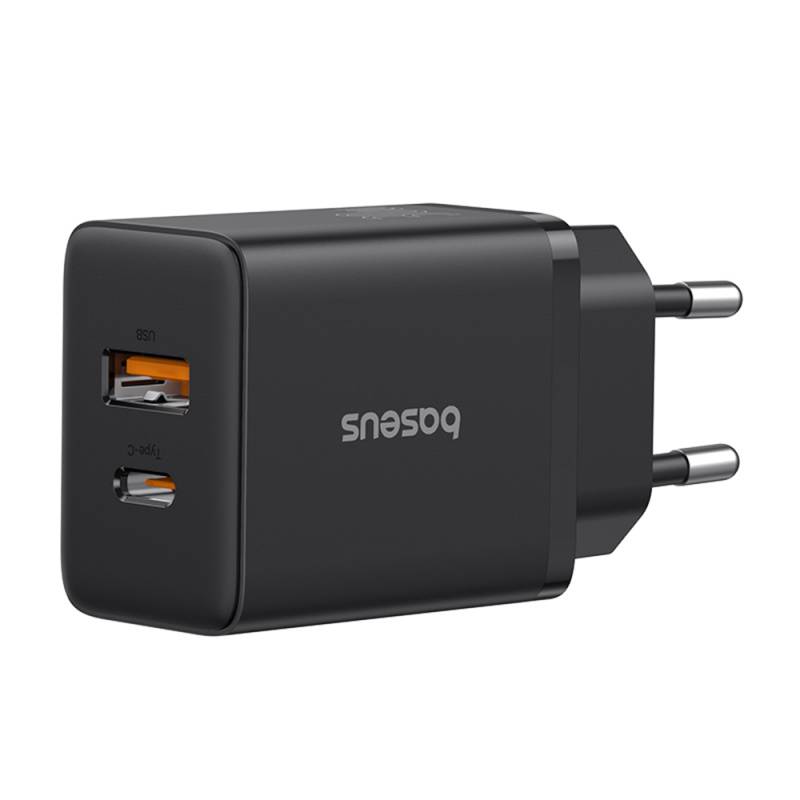 Baseus - Wall Charger Cube - PD, 30W, USB-A + Type-C. QC, 3A - черно