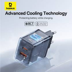 Baseus - Wall Charger Cube - PD, 30W, USB-A + Type-C. QC, 3A - черно