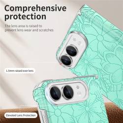 Премиум магнитен кейс за iPhone Duo с релефен флорален дизайн, двойна защита на пантата и удароустойчива конструкция - ментов