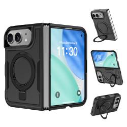Удароустойчив магнитен кейс за iPhone Duo с вградена въртяща се стойка и хибридна PC + TPU конструкция - черен