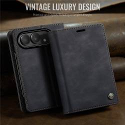 CaseMe Canvas RFID кожен калъф тип тефтер за iPhone Duo - черен