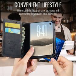 CaseMe Canvas RFID кожен калъф тип тефтер за iPhone Duo - черен
