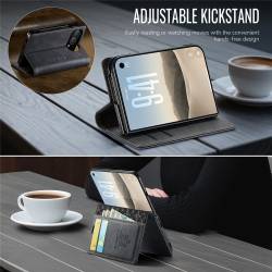 CaseMe Canvas RFID кожен калъф тип тефтер за iPhone Duo - черен