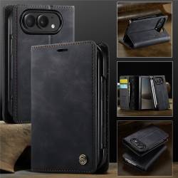 CaseMe Canvas RFID кожен калъф тип тефтер за iPhone Duo - черен