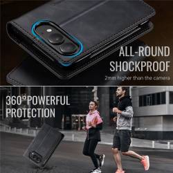 CaseMe Canvas RFID кожен калъф тип тефтер за iPhone Duo - черен