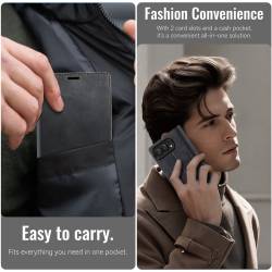 CaseMe Canvas RFID кожен калъф тип тефтер за iPhone Duo - черен