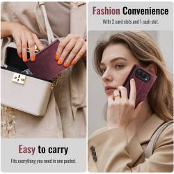 CaseMe Canvas RFID кожен калъф тип тефтер за iPhone Duo - бордо