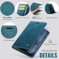 CaseMe Canvas RFID кожен калъф тип тефтер за iPhone Duo - зелен