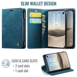 CaseMe Canvas RFID кожен калъф тип тефтер за iPhone Duo - зелен