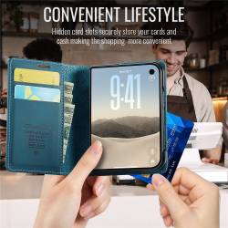 CaseMe Canvas RFID кожен калъф тип тефтер за iPhone Duo - зелен