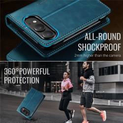 CaseMe Canvas RFID кожен калъф тип тефтер за iPhone Duo - зелен