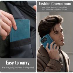 CaseMe Canvas RFID кожен калъф тип тефтер за iPhone Duo - зелен