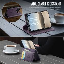 CaseMe Canvas RFID кожен калъф тип тефтер за iPhone Duo - лилав