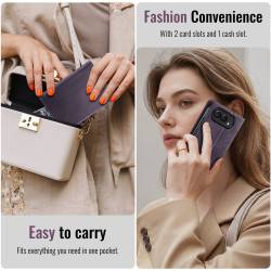 CaseMe Canvas RFID кожен калъф тип тефтер за iPhone Duo - лилав