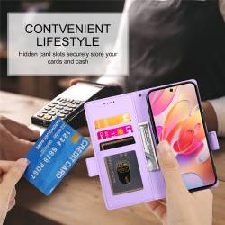 Стилен и тънък кожен калъф за Samsung Galaxy A18 4G - лилав