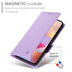 Стилен и тънък кожен калъф за Samsung Galaxy A18 4G - лилав