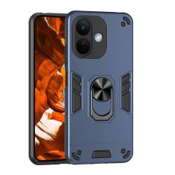 Удароустойчив хибриден кейс за Xiaomi Redmi Note 17 Pro 5G, въртящ се пръстен-стойка и повдигнати защитни ръбове - син