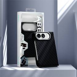 Карбонов магнитен кейс ABEEL с N52 магнити за iPhone Duo - черен
