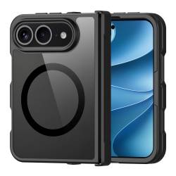 DUX DUCIS Aimo MagSafe удароустойчив кейс със защита на пантата за iPhone Duo - черен / прозрачен