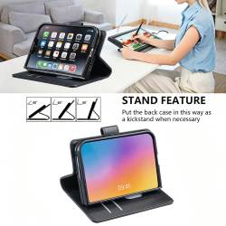 Стилен и тънък кожен калъф за iPhone Duo - черен