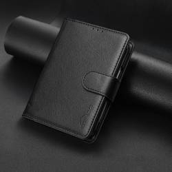Стилен и тънък кожен калъф за iPhone Duo - черен