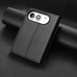 Стилен и тънък кожен калъф за iPhone Duo - черен