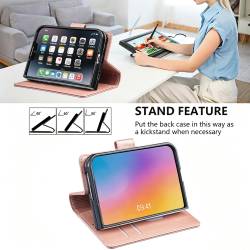 Стилен и тънък кожен калъф за iPhone Duo - розов