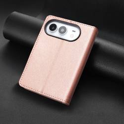 Стилен и тънък кожен калъф за iPhone Duo - розов