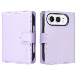 Стилен и тънък кожен калъф за iPhone Duo - лилав