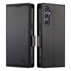 Стилен и тънък кожен калъф за Samsung Galaxy S26 FE - черен