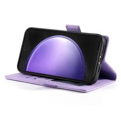Стилен и тънък кожен калъф за Samsung Galaxy S26 FE - лилав