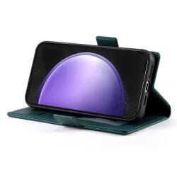 Стилен и тънък кожен калъф за Samsung Galaxy S26 FE - зелен