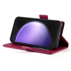 Стилен и тънък кожен калъф за Samsung Galaxy S26 FE - бордо