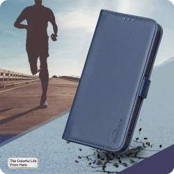 Кожен калъф тип тефтер със стойка за Samsung Galaxy A17 4G / 5G / Galaxy A18 4G - син