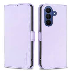 Кожен калъф тип тефтер със стойка за Samsung Galaxy A17 4G / 5G / Galaxy A18 4G - лилав