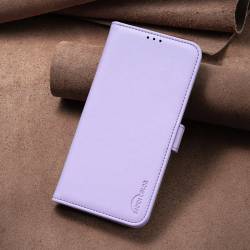 Кожен калъф тип тефтер със стойка за Samsung Galaxy A17 4G / 5G / Galaxy A18 4G - лилав