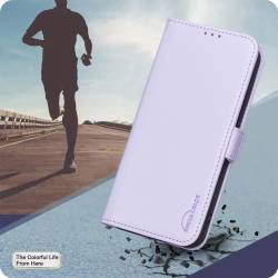 Кожен калъф тип тефтер със стойка за Samsung Galaxy A17 4G / 5G / Galaxy A18 4G - лилав
